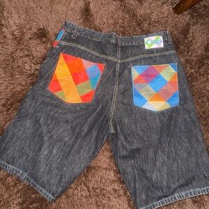 COOGI Multicolor Patch Jean Shorts